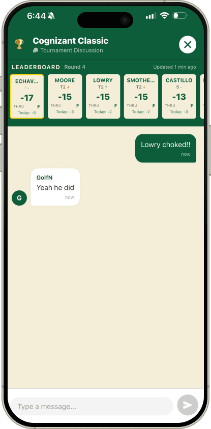 Live Tournament Chat detail